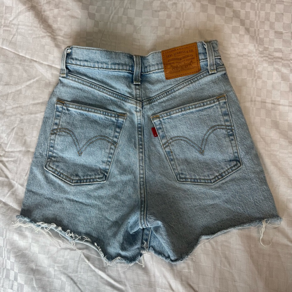 Levi's Ribcage Light Blue Denim Shorts